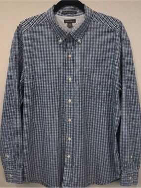 Eddie Bauer Men’s XL Wrinkle Free Classic Fit Blue Plaid Button Down Shirt